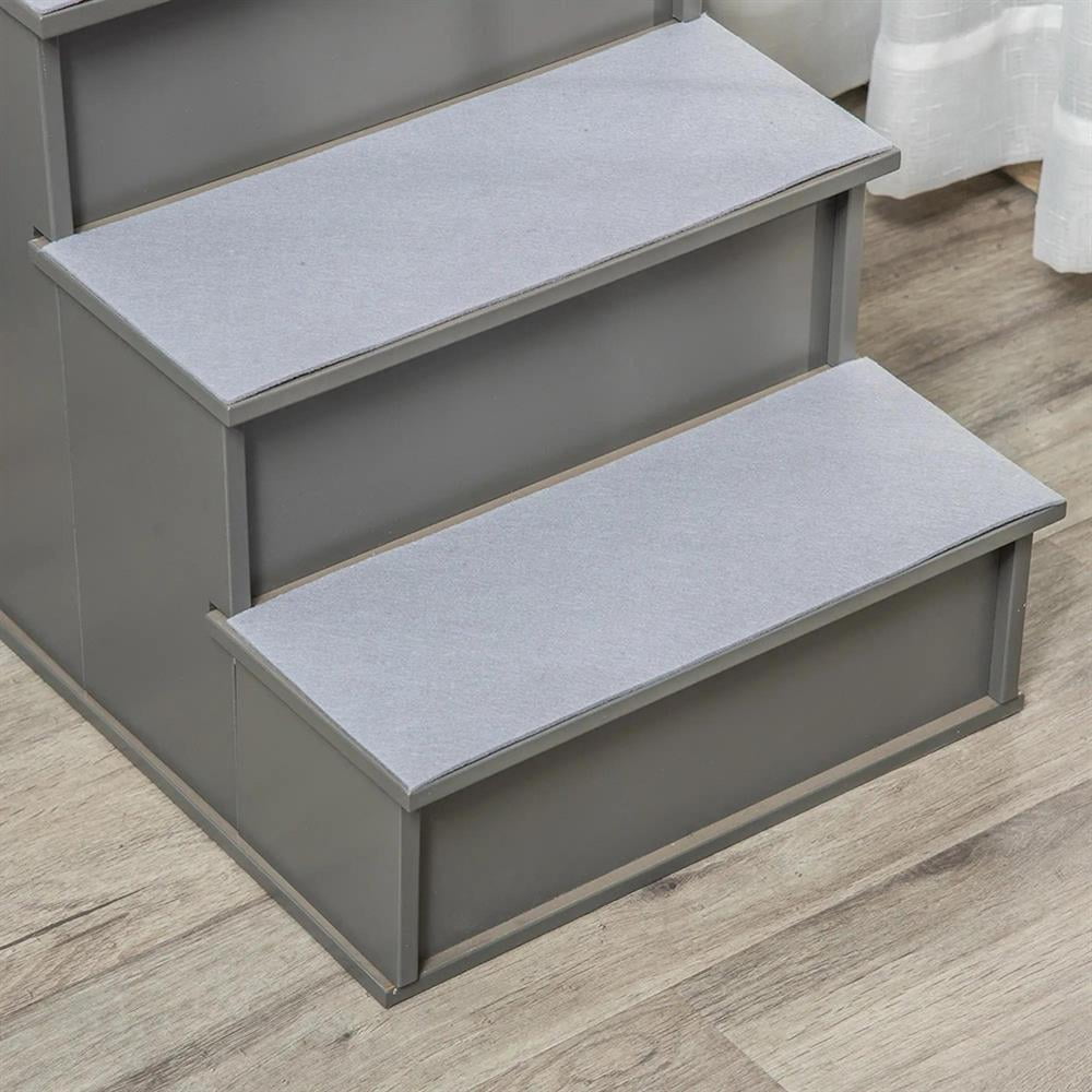 Topcobe Pet Stairs, Small Dog Steps for Couch Bed with Cushioned Removable Covering, 15.75" x 23.25" x 21.25", Dog Steps for Bed, Indoor Pet Steps & Furniture, Gray