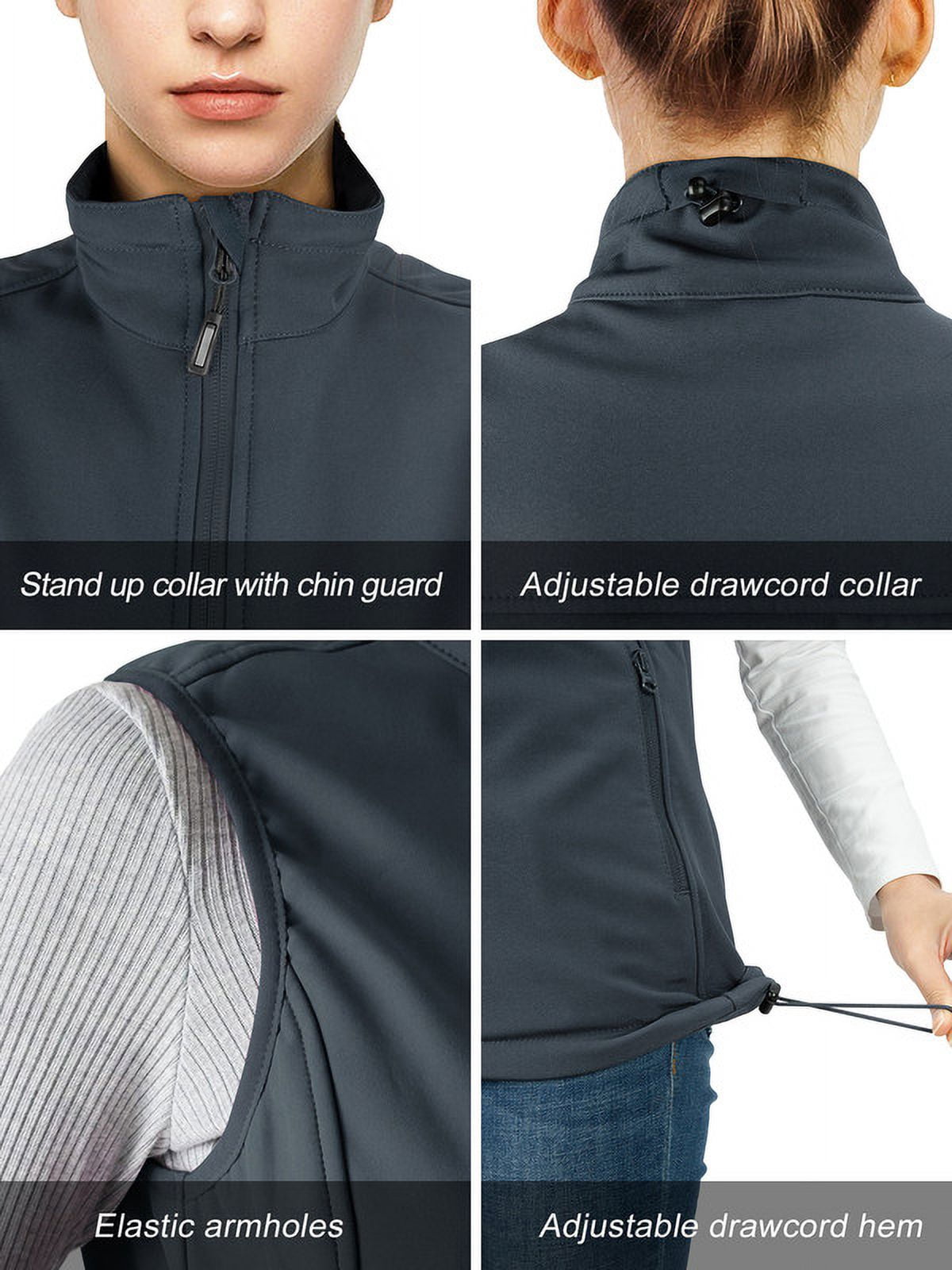 Off Road Ventures Women’s Fleece Softshell Vests Lightweight Outerwear Zip Up Sleeveless Running Vest for Golf Hiking