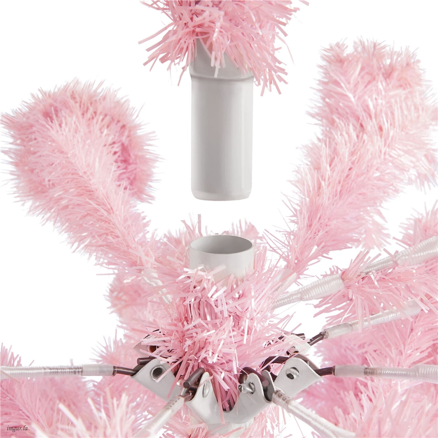 Alden Design 6FT Artificial Pre-lit Christmas Fir Tree with Foldable Stand and 300 LED Warm Lights,Pink
