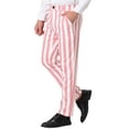 thumbnail image 5 of INSPIRE CHIC Men's Striped Pants Skinny Fit Color Block Dress Trousers, 5 of 6