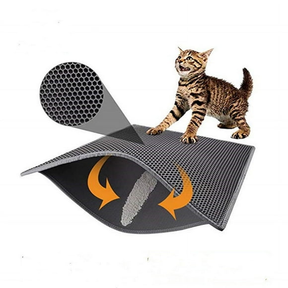 Foldable Double Layer Cat Litter Mat With Honeycomb Design, Waterproof Urine Proof Mat For Litter Boxes, Easy Clean Washable Cat Mat, Soft On Paw Phthalate Free, 30"X24", Eco-Friendly And Durable