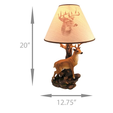 Champion 12 Point Buck Table Lamp W Printed Shade