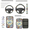 thumbnail image 3 of Yuyamidu Dragonfly Car Seat Cover with Steering Wheel Cover Seatbelt Pads Boho Mandala Flower Armrest Cover Coasters Keychain, 13 PCS Auto Interior Accessories, 3 of 6