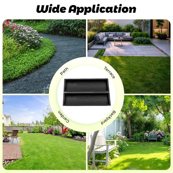 2 PCS Black Paving Molds, 2x Stepping Stone Concrete Mold Wooden Boards Set Path Patio Path Paver Moulds