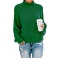 thumbnail image 2 of Milaget Womens Turtleneck Batwing Sleeve Oversized Pullover Sweater S Dark green S, 2 of 7