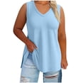 thumbnail image 4 of BLVB Womens Plus Size Tank Tops Summer Sleeveless V Neck T Shirts Casual Loose Fit Side Slit Basic Tees Tunic Tops, 4 of 6