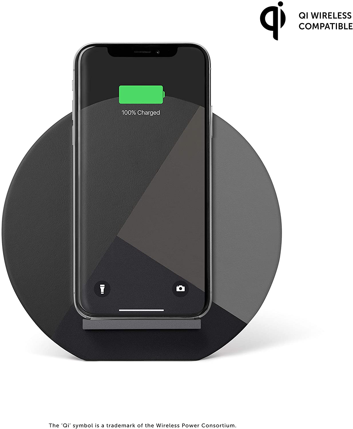 Native Union Dock Marquetry Wireless Charger – Genuine Italian Leather High Speed [Qi Certified] 10W Versatile Fast Wireless Charging Stand - Compatible with iPhone 11/11 Pro/11 Pro Max/XS (Slate) - image 2 of 7