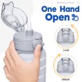 thumbnail image 2 of 64oz Half Gallon Motivational Water Bottle with Time Marker & Straw, BPA-Free Leakproof Sports Jug with 2-in-1 Chug & Straw Lid, Paracord Handle for Travel Gym, 2 of 8