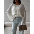 thumbnail image 4 of Womens Summer Scoop Neck Short Sleeve Sweater Casual Knit Tops Pullover Shirts White M, 4 of 8