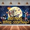 Nightmare Before Christmas Banner Backdrop Decorations, Nightmare Before Christmas Halloween Party Hanging Banner Front