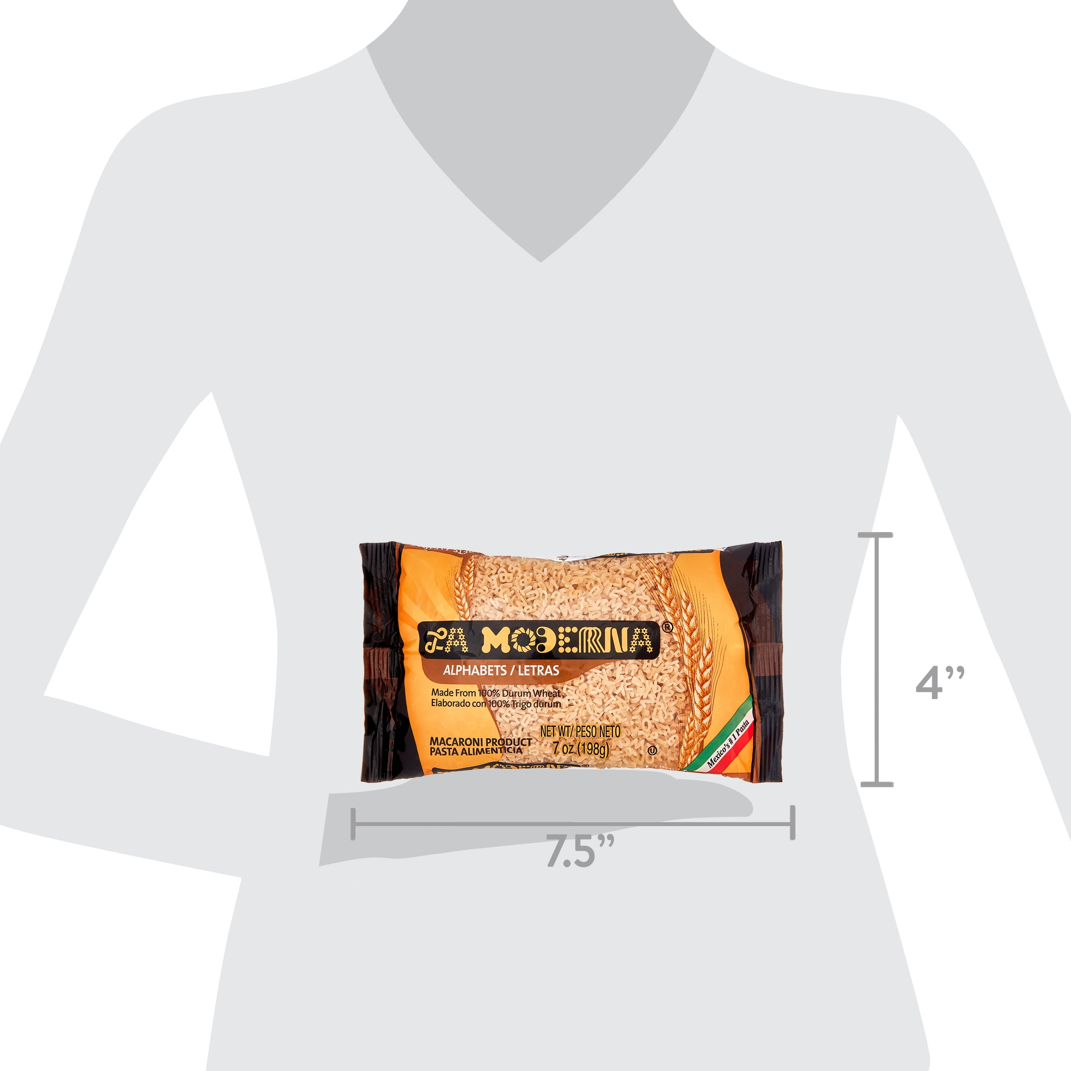(20 pack) La Moderna Alphabet Pasta has been of preference for many generations, made from 100% durum wheat with a 7 oz convenient size. To cook this delicious pasta, follow simple included instructions.
