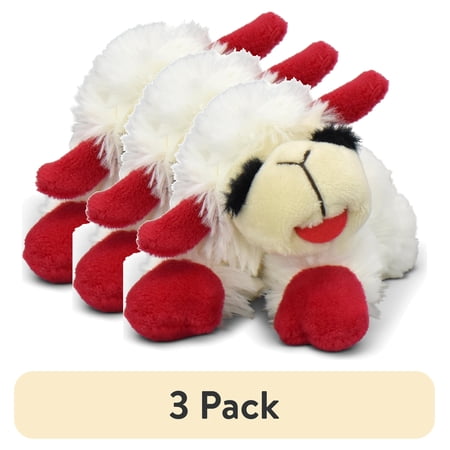 (3 pack) Multipet Lamb Chop Plush Dog Toy with Squeaker, Small