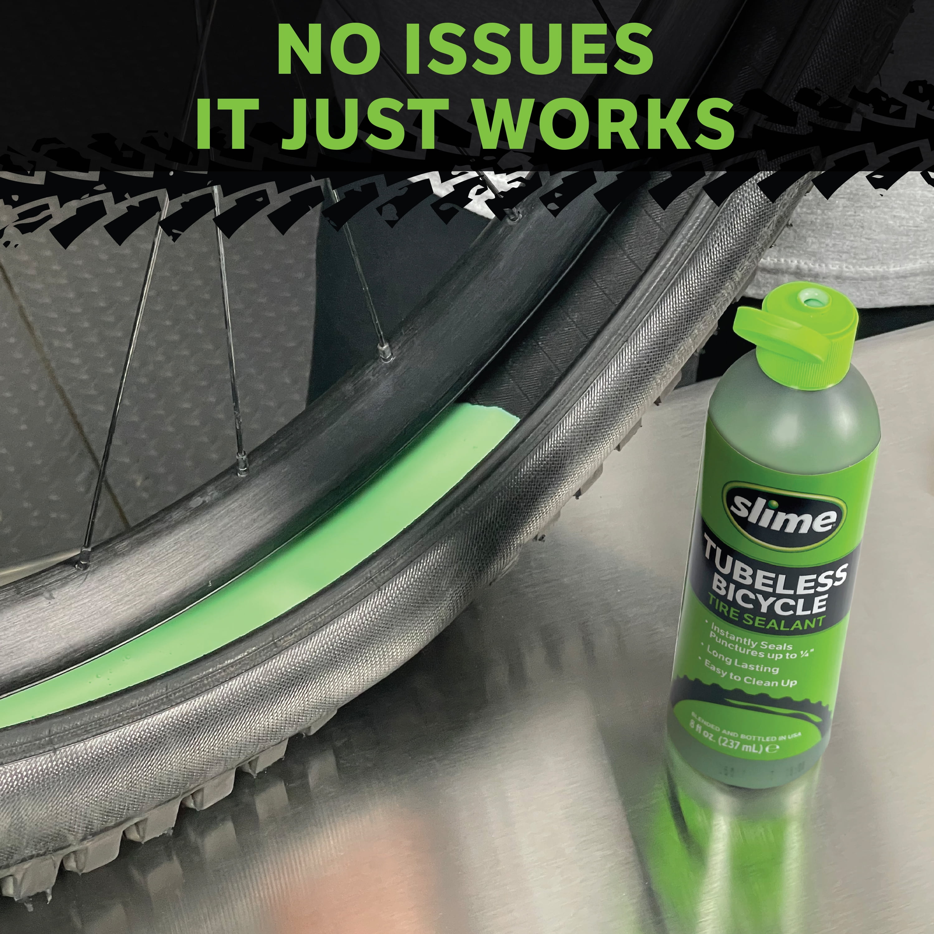 Slime Tubeless Bicycle Puncture Repair Tire Sealant, Prevent and Repair, Suitable for Tubeless Bikes, Non-Toxic, Eco-Friendly, 8oz Bottle - 10216