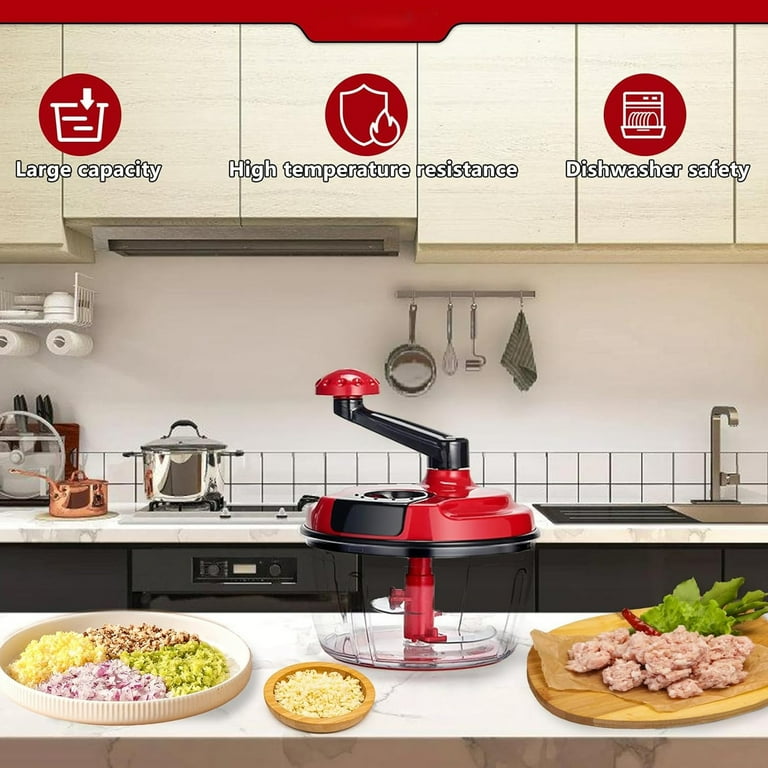 OhhGo Multi-Functional Manual Food Processor, 8 Cup Hand-powered