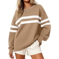 thumbnail image 2 of Women's 2026 Striped Oversized Sweatshirt Spring Crewneck Long Sleeve Shirts Casual Color Block Pullover Tops, 2XL, 2 of 5