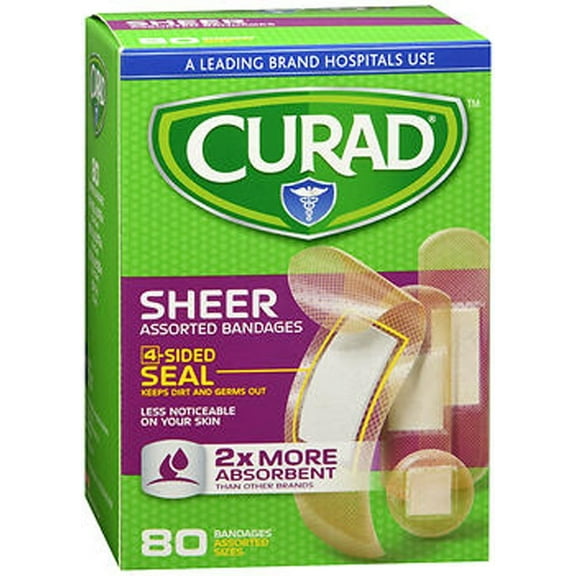 Curad Sheer Bandages Assorted Sizes - 80 ct