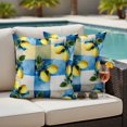 thumbnail image 5 of Outdoor Pillow Covers Summer Fruits Lemons Waterproof Pillow Cases 18x18 Set of 2, Lemon on White Blue Plaid Throw Pillow Cover Pillowcase for Patio Balcony Couch Garden, 5 of 9