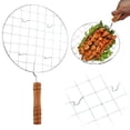 thumbnail image 2 of GZJCKJY Gril Rond Polyvalent pour Roti Jali Papad, Chapati Jari, Poêle/ Grand Filet de Rôtissage, Grille de Barbecue Multifonction en Fil d'Acier Inoxydable pour Cuisson à la Vapeur, Refroidissement et Cuisson, Rôtissoire avec Poignée en Bois, 2 of 5