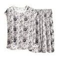 thumbnail image 2 of Taylonsss Womens Plus Size Sleepwear Set Printed Rayon Round Neck Sleeveless Tee Relaxed Cropped Pants Loungewear Homewear, 2 of 3