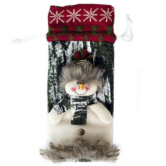 Coxeer Christmas Bottle Clothes Cotton Snowman Santa Bottle Sweater Wine Bottle Cover