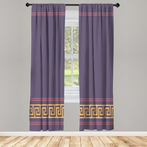 Ambesonne Curtains, Pair of 28"x63", Dark Purple Grey and Orange