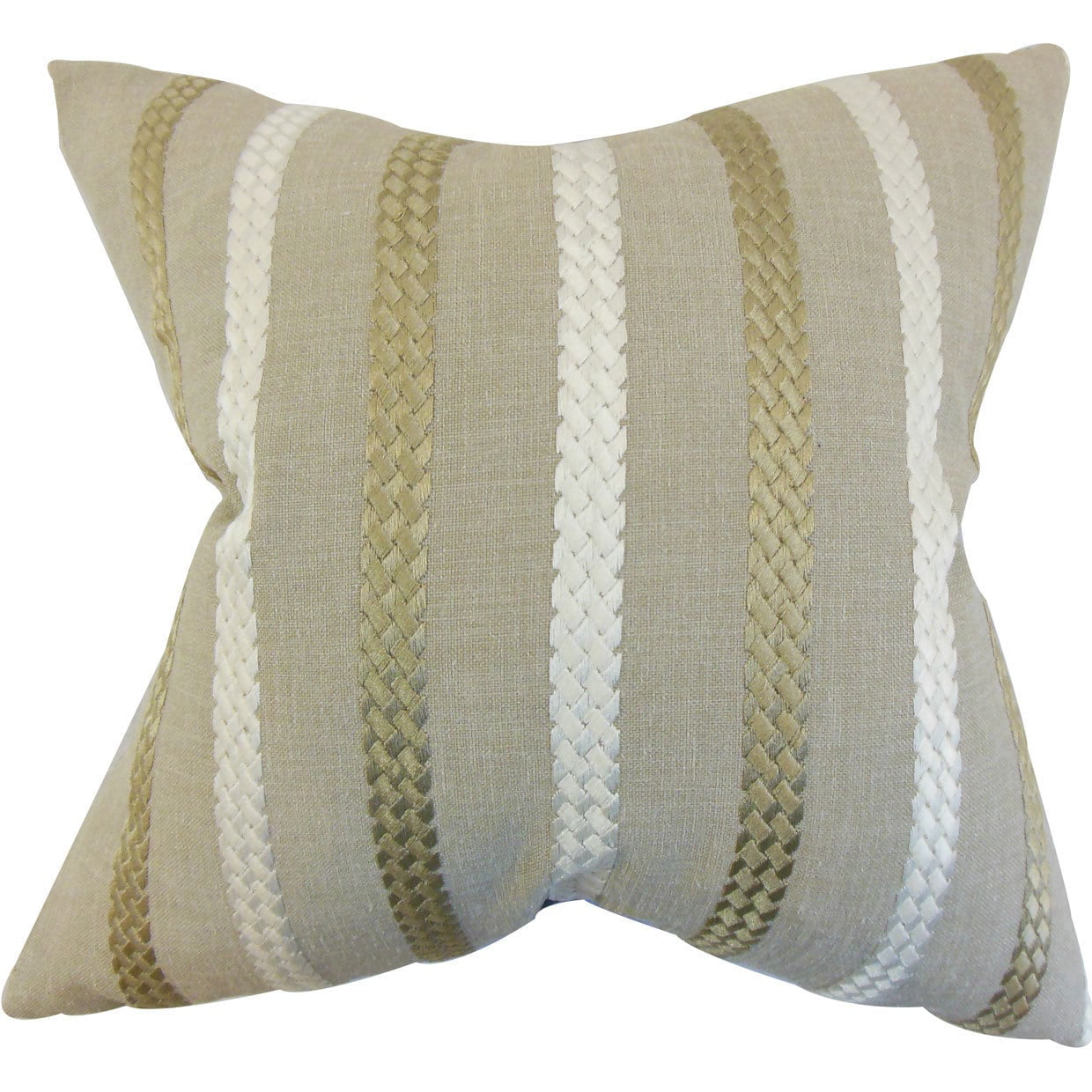 The Pillow Collection Emese Stripe Burlap Down Filled Throw Pillow 