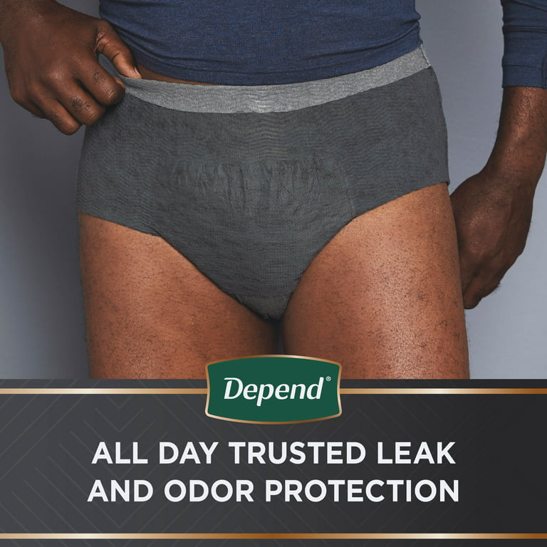 Depend Real Fit Incontinence Adult Underwear for Men, S/M, Grey, 56Ct 