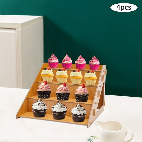4 pcs Display Rack, Log Color Tabletop Display Stand 15*14.5*10.5in 4* Retail Display Stands 4 Tier Retail Display Rack