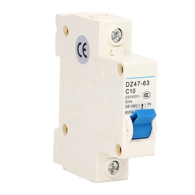 TICFOX Protector de sobrecarga de disyuntor en miniatura 1P, aislador de corriente residual, montaje en riel DIN, 230V, 400V, 10A, DZ47?63, C10, Protector Universal
