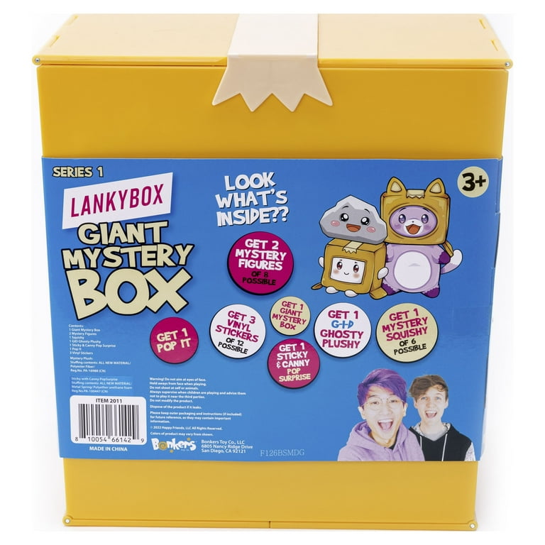 Lankybox Big Boxy Mystery Box, Yellow Surprise Box with Plush, Squish,  Role-Play and Much More