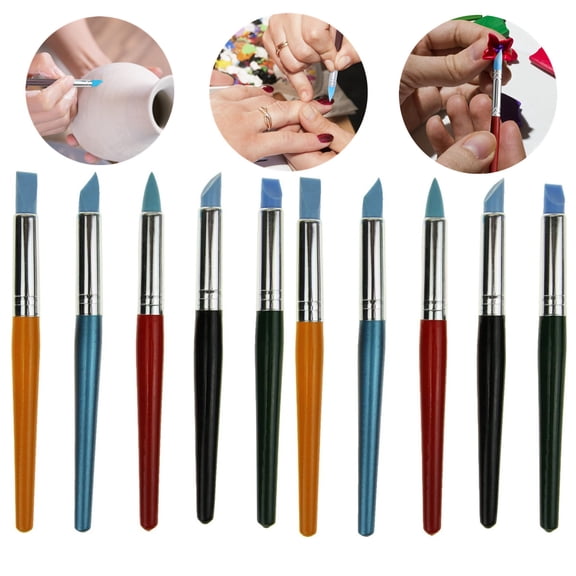 10pcs Artist Paint Brush Set Silicon Brushes for Painting Masking Fluid Clay Molding, Silicone Sculpting Tools Clay Carving Tools