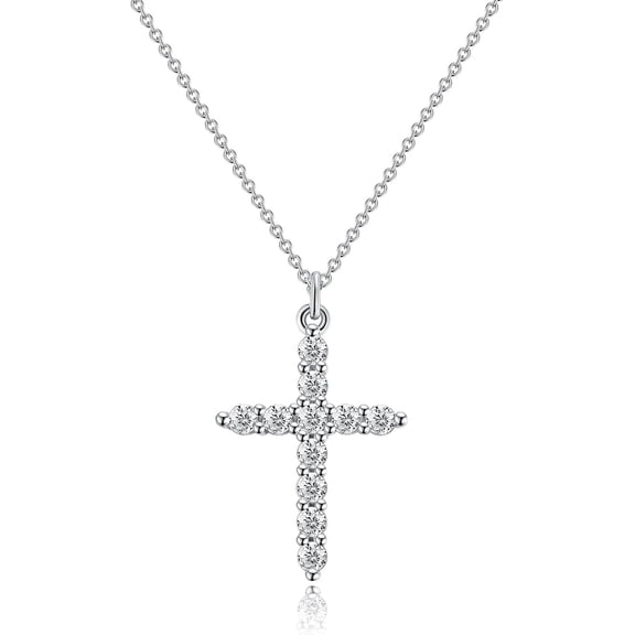 14K Gold & Silver Plated Cross Necklace, Sparkle & Non-Tarnish Faith Jewelry Cross Necklace for Women