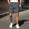 thumbnail image 3 of Homeyce Shorts for Men Button Elastic Waistband Flat Front Shorts with Pockets Water Resistant Golf Shorts Straight Fit Golf Casual Summer Beach Chino Shorts,Gray XL, 3 of 4