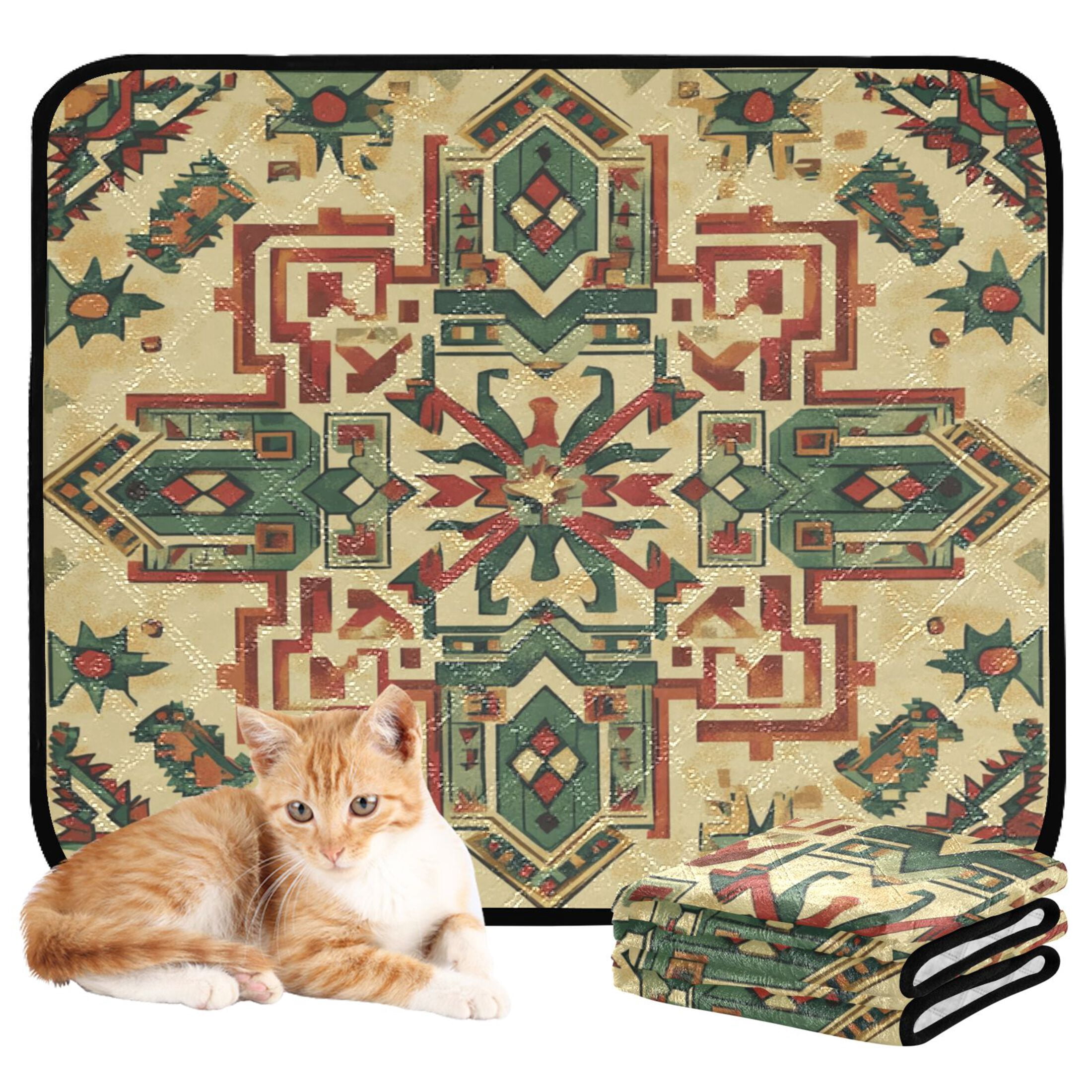 Qxltty Aztec Patterns Cat litter Pads Pet Set of 2 Diaper Mats Center Anti-leakage Layer Absorbent Soft and Comfortable