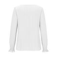 thumbnail image 5 of XuJwPNcy Women's Puff Long Sleeve Shirts Casual Baggy V Neck Blouses Tops Lightweight Fall Textured Tops, 5 of 6