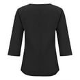 thumbnail image 6 of 3/4 Length Sleeve Linen Shirt for Women Button V Neck Tops Loose Crewneck Tops Summer Daily T Shirts, 6 of 7