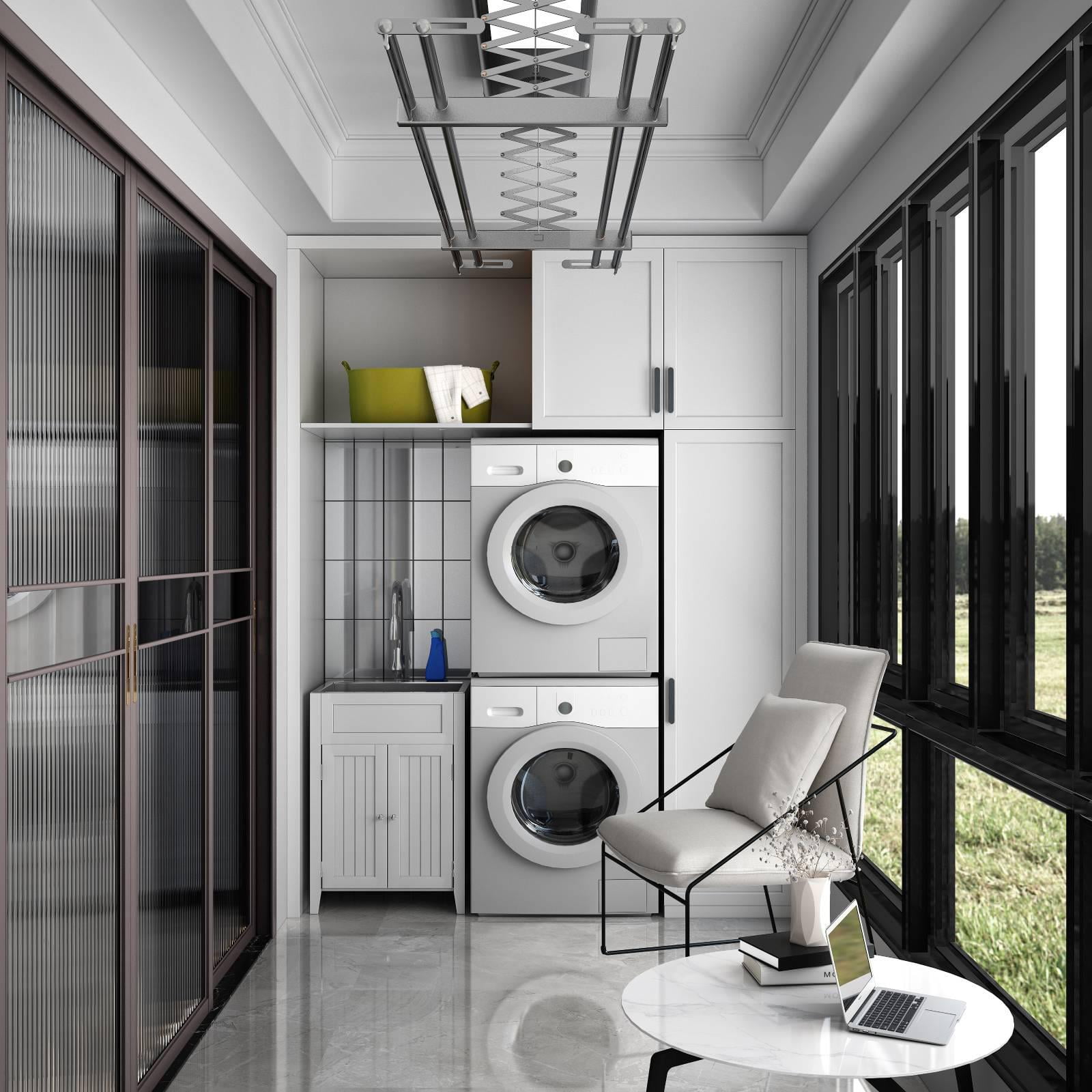 Ktaxon Stainless Steel Utility Sink Laundry Sink with Cabinet and Pull-Out Sprayer Faucet, White Cabinet with Sink for Utility Room, Kitchen, Bathroom