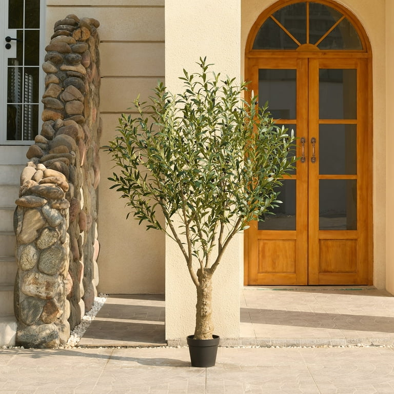 DR.Planzen 6FT Artificial Olive Tree, Faux Plant with Silk Leaves