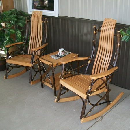 A & L Furniture Hickory 3 pc. 7-Slat Rocker Chat Set with Side Table