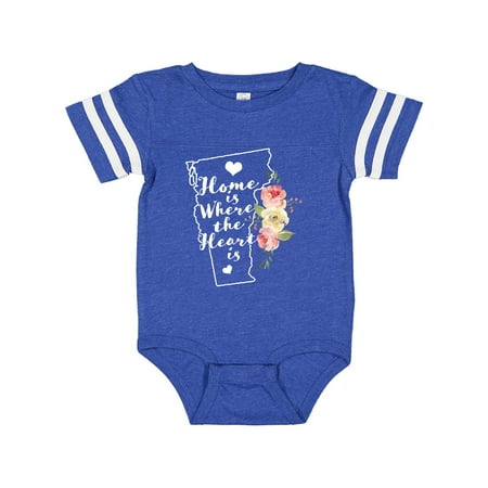 

Inktastic Vermont Home is Where The Heart is with Watercolor Floral Gift Baby Girl Bodysuit