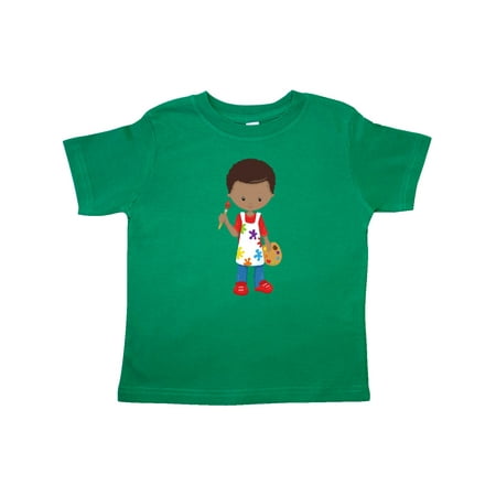 

Inktastic African American Boy Painter Paint Artist Gift Toddler Boy Girl T-Shirt