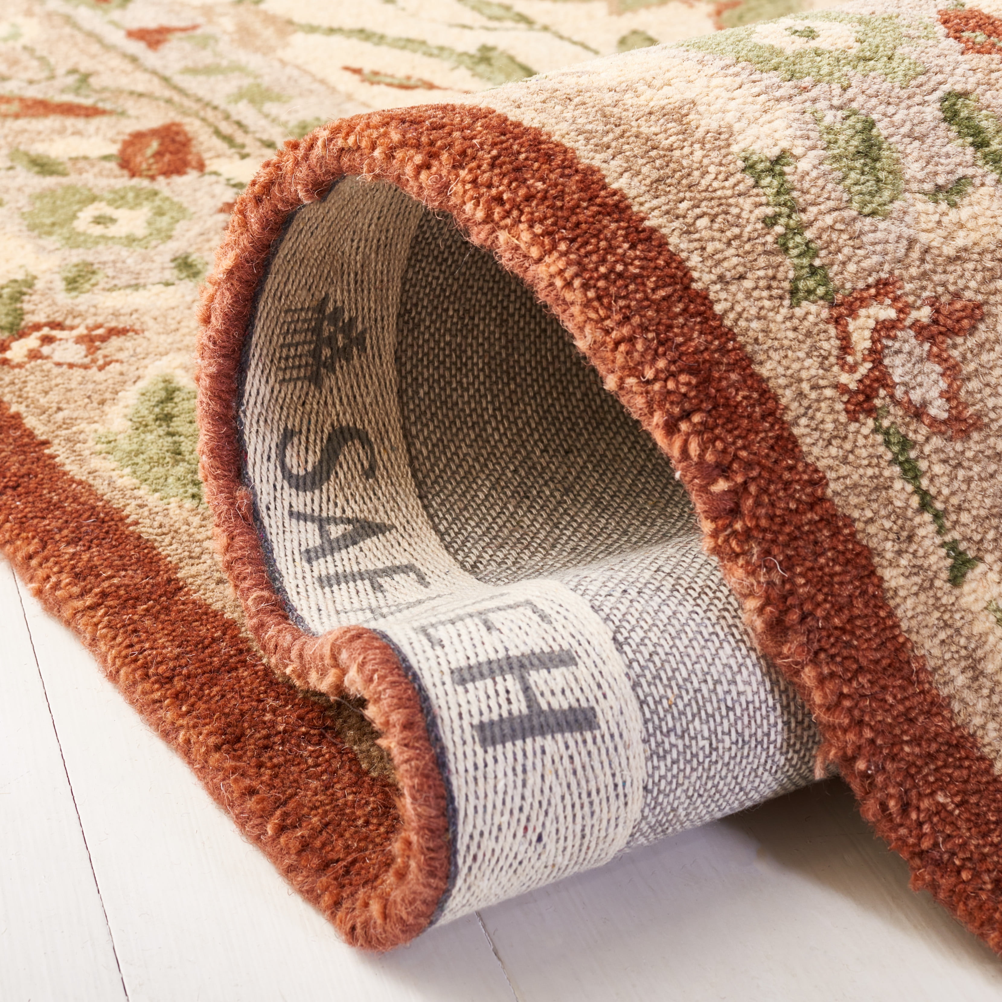 SAFAVIEH Antiquity Jaki Oriental Wool Area Rug, Rust/Ivory, 6' x 6' Square