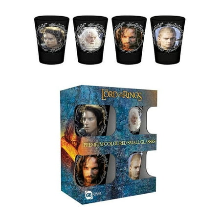 The Lord Of The Rings - 4 Piece Colored Shot Glass Set / Shooters (Gandalf, Legolas, Frodo & Aragorn)