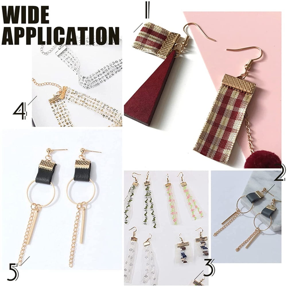 1000 pc Brass Ribbon Crimp Ends Cadmium Free & Nickel Free & Lead Free Rectangle Golden 8x16mm Hole: 1x5mm