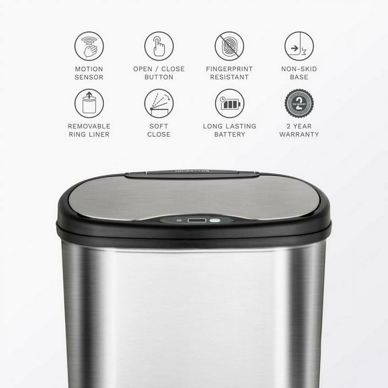 NINESTARS Gallon Rectangular Motion Sensor Trash Can With