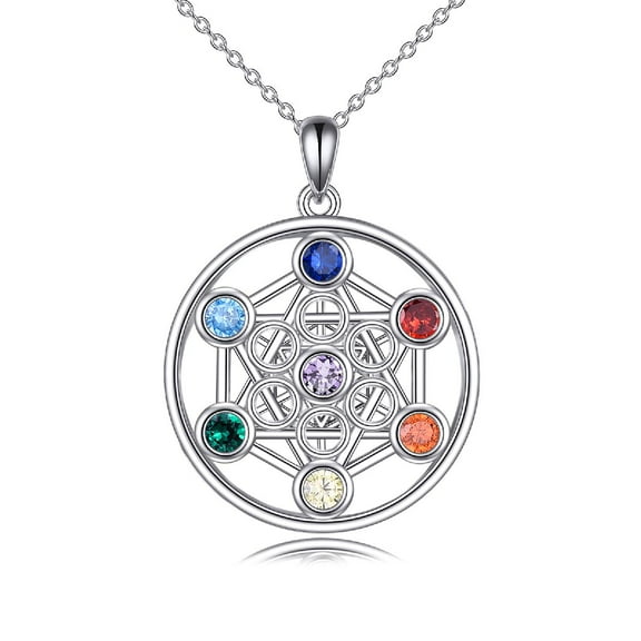 Metatron Cube Necklace Sterling Silver Sacred Geometry Seals of Archangel Angel Pendant 7 Chakra Jewelry Talisman Gifts for Women Men