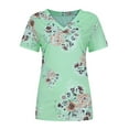 thumbnail image 5 of Spring Tops for Women Womens Tops under $5 Free Shipping Breathable Fashion Women V-Neck Printed T-Shirt Casual Loose Pullover Short Sleeve Tops Gifts for Women, 5 of 9