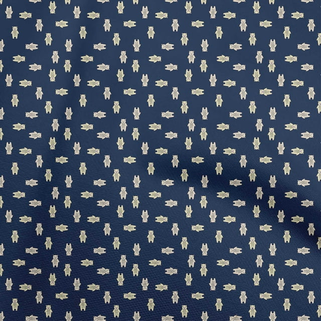 oneOone Cotton Silk Blue Fabric Animal Craft Projects Decor Fabric Printed By The Yard 42 Inch Wide