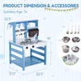 thumbnail image 4 of Brinjoy Kids Kitchen Outdoor Playset, Double-Sided Wooden Kitchen w/Realistic Faucet, Removable Sink, Cooking Toys, Menu, Pretend Mud Kitchen, Backyard Mud Table, Gift for Boys Girls Toddlers, 4 of 6