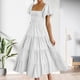 thumbnail image 4 of Vestido Plisado De Mujer Vestido plisado de mujer con mangas abullonadas, vestido de columpio grande fruncido para fiesta (blanco M) Ygjytge para Mujer Blanco T L, 4 of 5